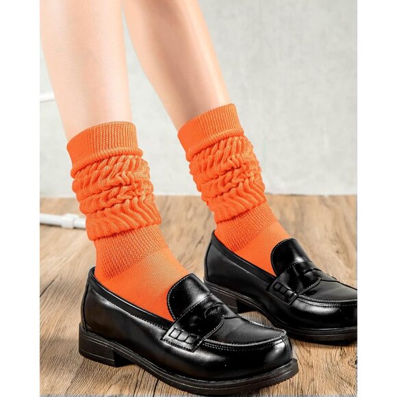 ⚡Women Orange Slouch Socks Scrunch Knee High Slouchy Socks - Picture 2 of 7